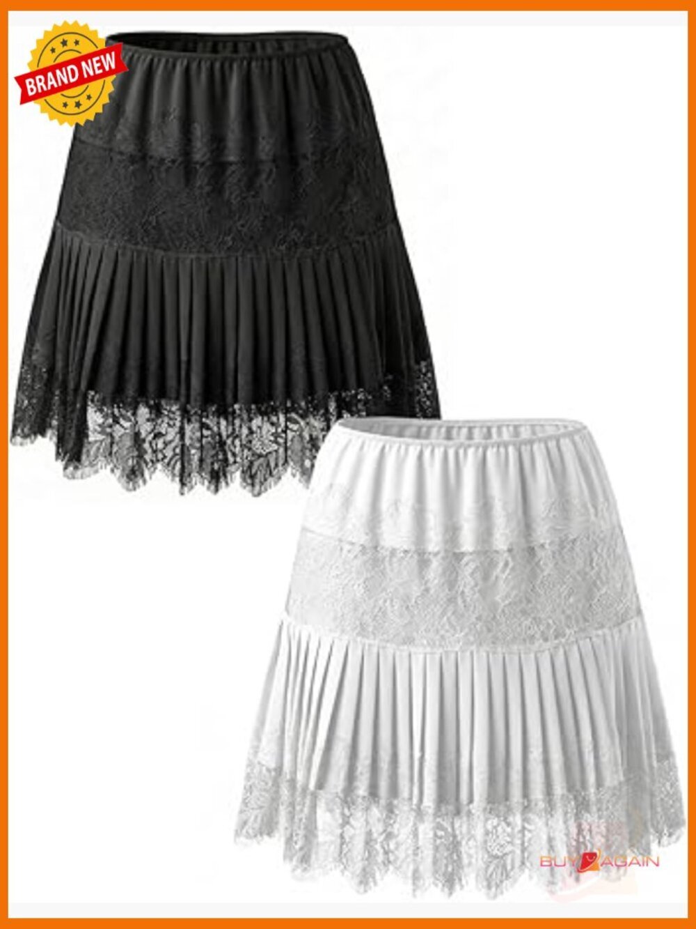 Low Rise Ruffle Lace Half Slip Skirt Y2K Pleated Mini Underskirt 90s